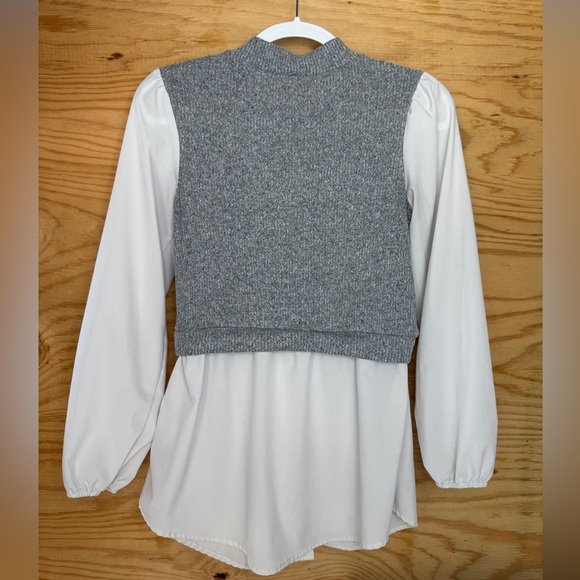 London Rose Gray Knit Vest with White Shirt size M - Picture 6 of 9